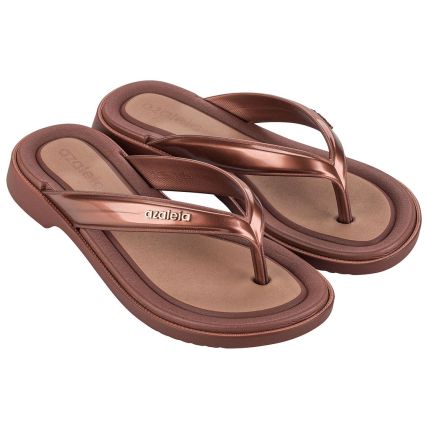 Tamanco Feminino Azaleia Lorena Comfy Flat - 18868 - Cobre Marrom - Atacado