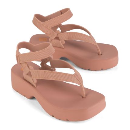 Sandália Feminina Zaxy Straps - 18881 - Nude Escuro Glitter - Atacado
