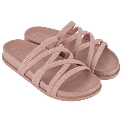 Chinelo Slide Feminino Zaxy Shine 18886 - Nude Medio - Atacado