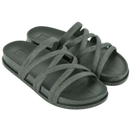 Chinelo Slide Feminino Zaxy Shine 18886 - Verde Militar Escuro - Atacado