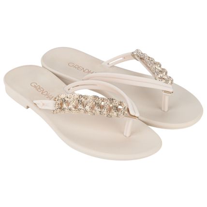 Rasteira Feminina Grendha Esplendida - 18927 - Off White Medio - Atacado