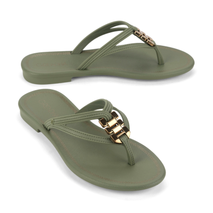 Rasteira Feminina Grendha Fama - 18943 - Verde Mate - Atacado