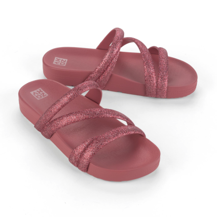 Tamanco Feminino Zaxy Glitter - 18956 - Vermelho Marte - Atacado