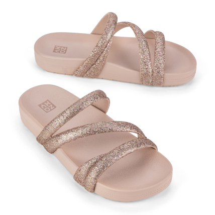 Tamanco Feminino Zaxy Glitter - 18956 - Nude Claro - Atacado