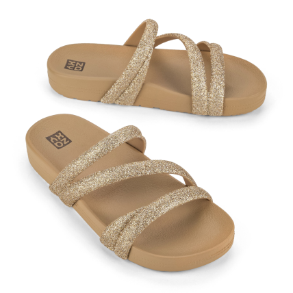 Tamanco Feminino Zaxy Glitter - 18956 - Dourado - Atacado