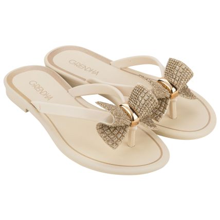 Rasteira Feminina Grendha Refinada - 18998 - Off White Medio - Atacado