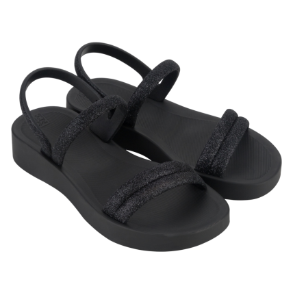 Sandalia Feminina Zaxy Glitter - 19010 - Preto - Atacado