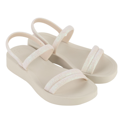 Sandalia Feminina Zaxy Glitter - 19010 - Off White Claro - Atacado