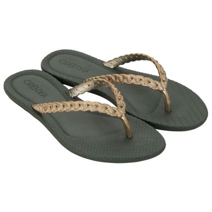 Rasteira Femina Grendha Todo Dia Glam - 19032 - Bronze/verde - Atacado
