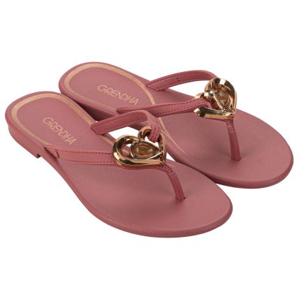 Chinelo Rasteira Feminino Grendha Gota De Amor Rast - 19034 - Vermelho Marte - Atacado