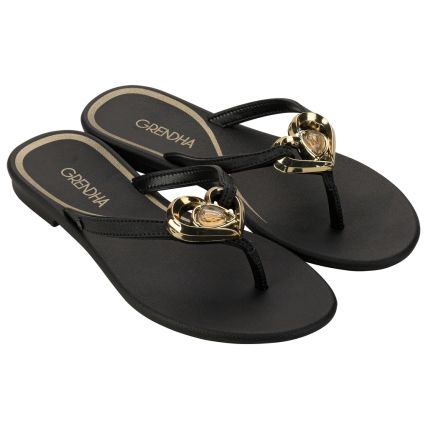 Chinelo Rasteira Feminino Grendha Gota De Amor Rast - 19034 - Preto - Atacado