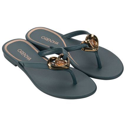 Chinelo Rasteira Feminino Grendha Gota De Amor Rast - 19034 - Azul Jeans - Atacado