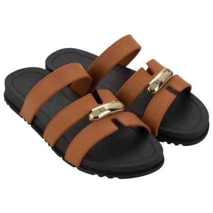 Chinelo Rasteira Grendha Mediterranea - 19101 - Preto/marrom - Atacado