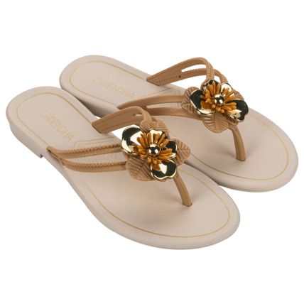 Rasteira Feminina Grendha Celebrar Momentos - 19136 - Bege Mel/off White - Atacado