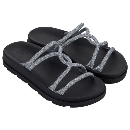 Chinelo Feminino Zaxy Bright - 19170 - Prata Claro/preto - Atacado