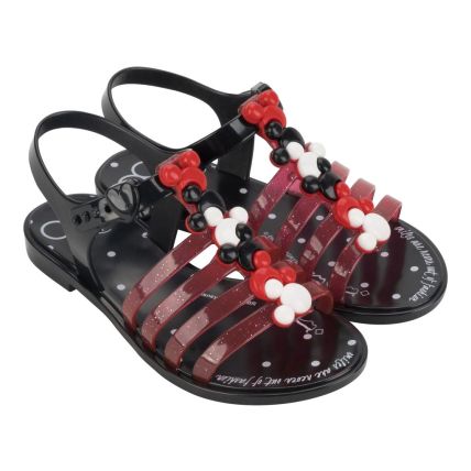 Sandalia Infantil Disney Magical Flox - 22477 - Preto/vermelho Glitter - Atacado
