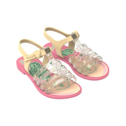 Sandalia Infantil Barbie Ice Cream - 22587 - Rosa/amarelo - Atacado