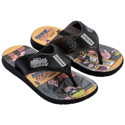 Chinelo Infantil Naruto Anime Super Flop - 22682 - Preto/preto/amarelo - Atacado
