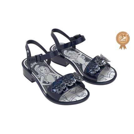 Sandália Infantil Barbie Flowers De Salto - 22697 - Azul Metalizado - Atacado