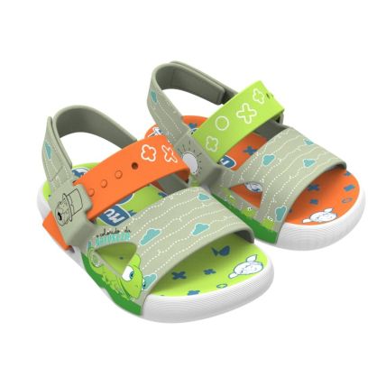 Sandália Baby Mundo Bita Forest - 22820 - Branco/Verde/Laranja - Atacado