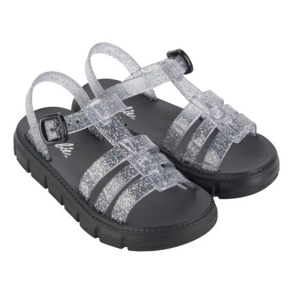 Sandalia Infantil Barbie Land - 22980 - Preto/vidro Glitter - Atacado
