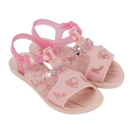 Sandália Rasteirinha Infantil Disney Magic Love - 23006 - Rosa/rosa Metalizado - Atacado