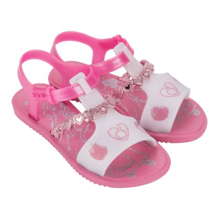 Sandália Rasteirinha Infantil Disney Magic Love - 23006 - Rosa/Branco Perolado - Atacado