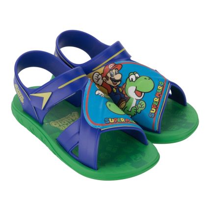Sandália Infantil Super Mario World - 23013 - Verde/Azul/Amarelo - Atacado