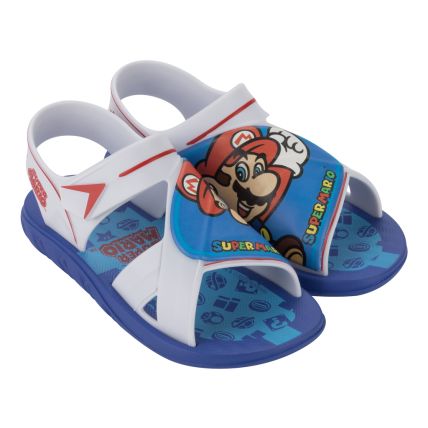 Sandália Infantil Super Mario World - 23013 - Azul/branco/vermelho - Atacado