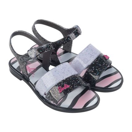 Sandalia Infantil Barbie Rainbow - 23027 - Preto/branco/rosa - Atacado