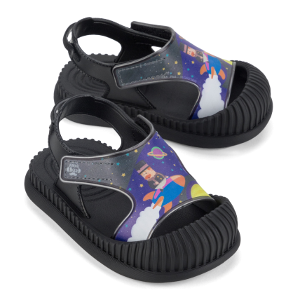 Sandalia Baby Mundo Bita Spacial - 23039 - Preto/azul - Atacado