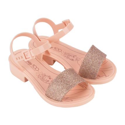 Sandalia De Salto Infantil Disney Realeza - 23044 - Bege/bege/glitter - Atacado