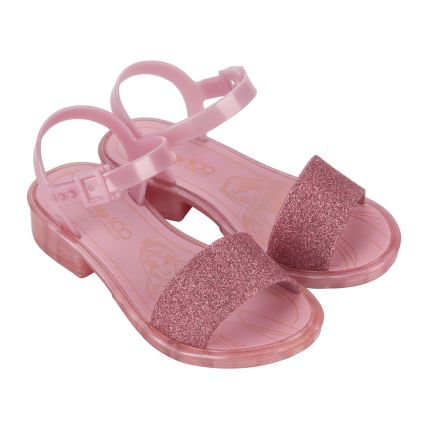 Sandalia De Salto Infantil Disney Realeza - 23044 - Rosa Claro/rosa Glitter - Atacado