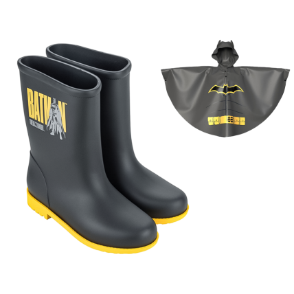 Galocha Infantil Batman Rain Fun - 23056 - Preto/prata - Atacado