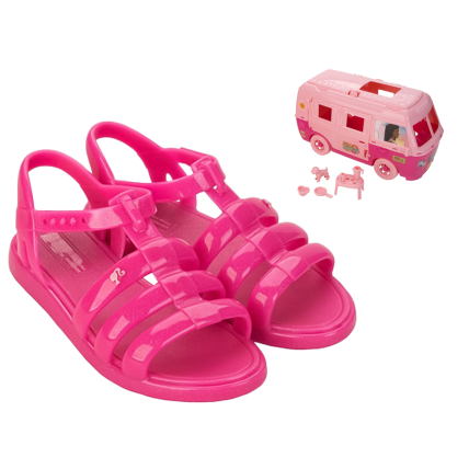 Sandalia Infantil Barbie Road Trip - 23071 - Rosa Escuro Glitter - Atacado