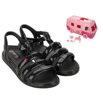 Sandalia Infantil Barbie Road Trip - 23071 - Preto Glitter - Atacado