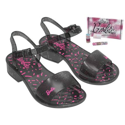 Sandalia Infantil Barbie Shine Beauty - 23072 - Preto/preto/rosa - Atacado