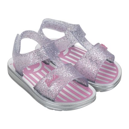 Sandalia Baby Barbie Dream - 23085 - Prata/glitter/rosa - Atacado