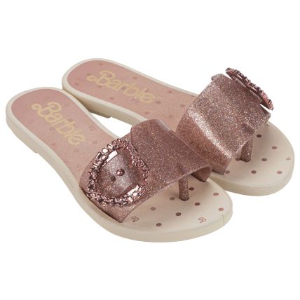 Rasteira Infantil Barbie Movi - 23095 - Bege/vidro Glitter - Atacado