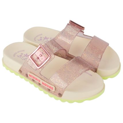 Chinelo Slide Infantil Disney Summer - 23115 - Bege/rosa Glitter - Atacado