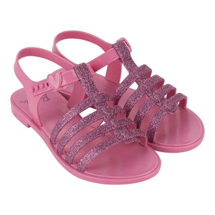 Sandalia Infantil Barbie Glam Flox - 23147 - Rosa/rosa Glitter - Atacado