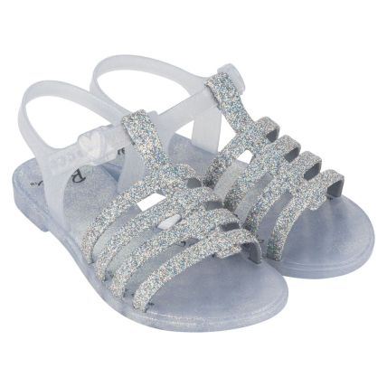 Sandalia Infantil Barbie Glam Flox - 23147 - Prata Perolado Glitter - Atacado