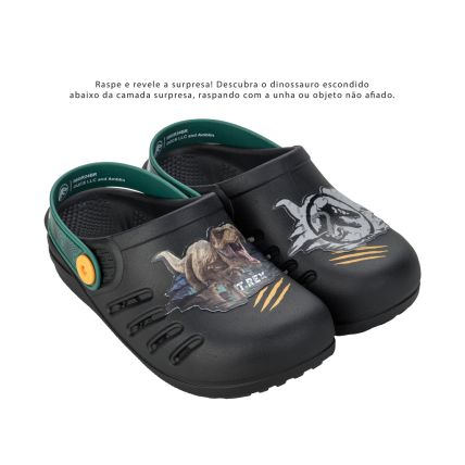 Babuche Infantil Jurassic Bite - 23149 - Preto/verde - Atacado