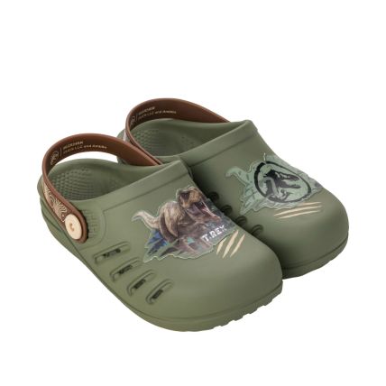 Babuche Infantil Jurassic Bite - 23149 - Verde/marrom - Atacado