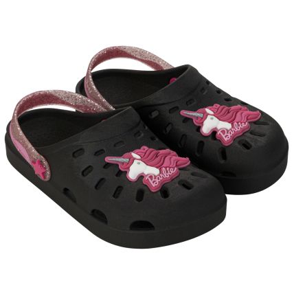 Babuche Infantil Barbie Fabulous - 23166 - Preto/rosa Glitter - Atacado