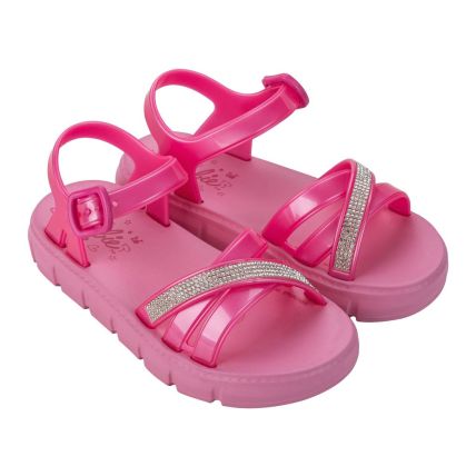 Sandalia Infantil Barbie Iconic Flat - 23167 - Rosa Medio/rosa Perolado - Atacado