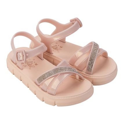 Sandalia Infantil Barbie Iconic Flat - 23167 - Bege/rosa Perolado - Atacado