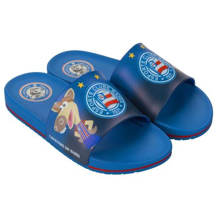 Chinelo Infantil Slide Cavalinhos Do Fantastico - 23187 - Azul Escuro/branco - Atacado