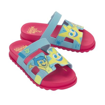 Chinelo Slide Infantil Disney Glam - 23296 - Rosa/azul/amarelo - Atacado