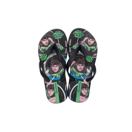 Chinelo Infantil Ipanema Polly E Max Steel - 26048 - Preto/preto/verde - Atacado